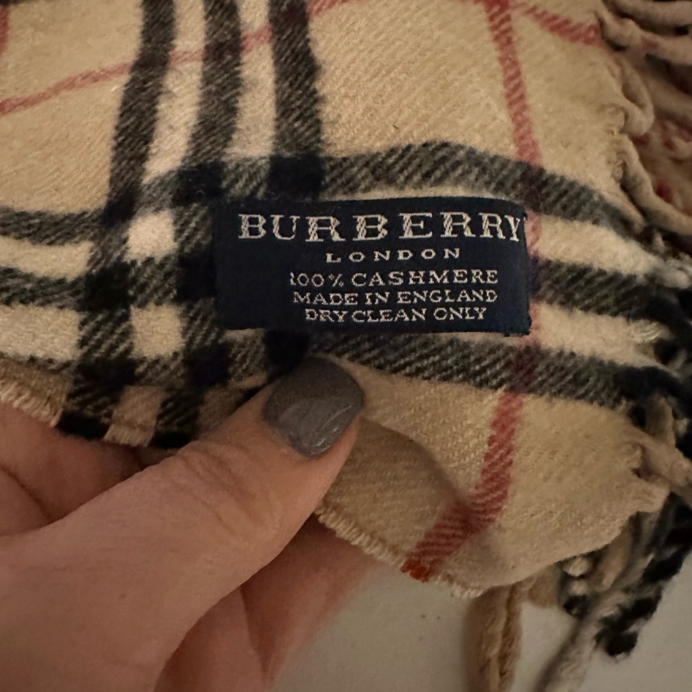 Burberry cashmere fringe scarf. Bought at Sak’s Fifth Ave. NYC. Camel - Picture 3 of 6